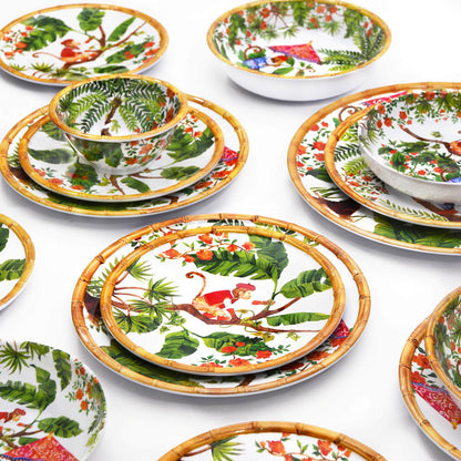 Groot eetbord in melamine met aapjes - Ø 28 cm