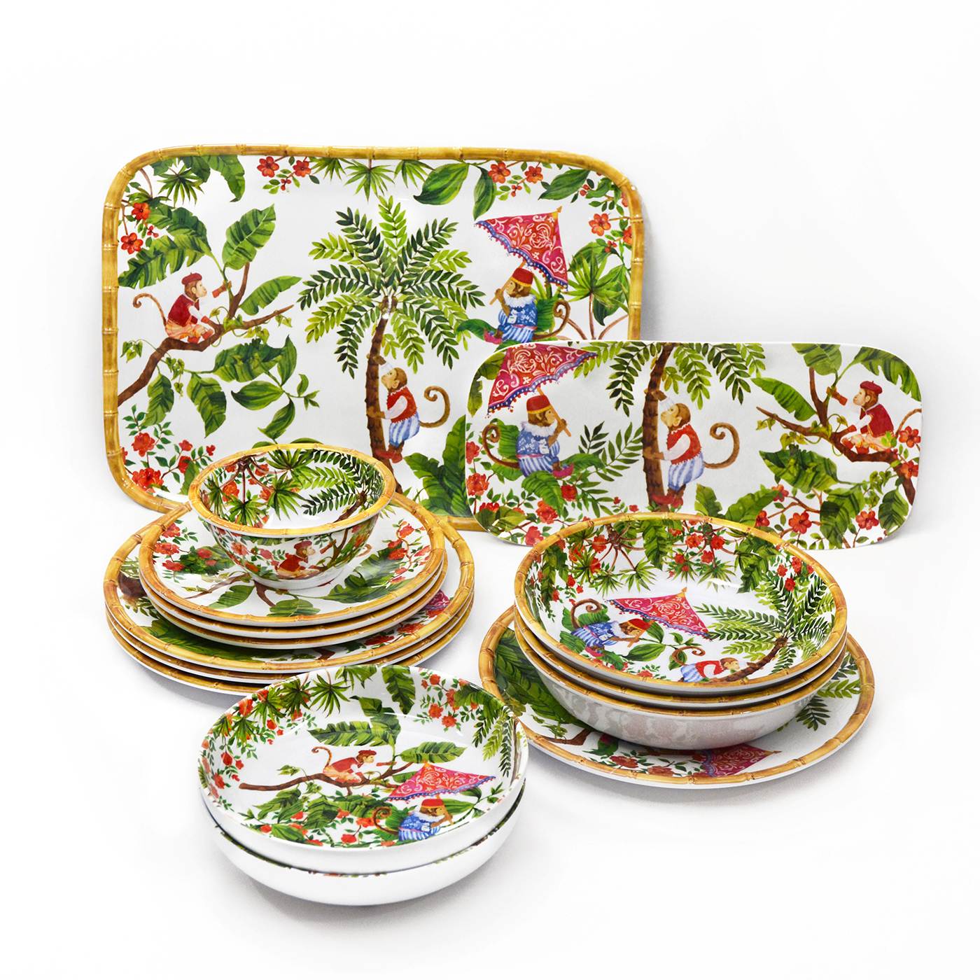 Slabestek in melamine met aapjes - 33 cm