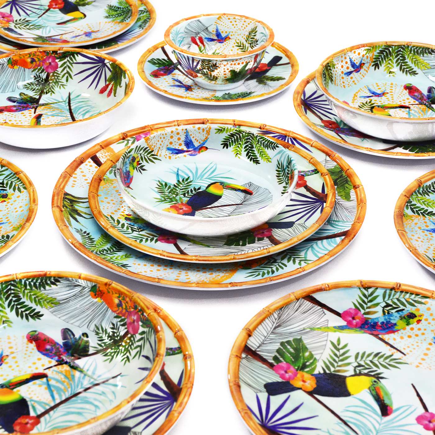 Groot soepbord melamine met toekans - Ø 23 cm