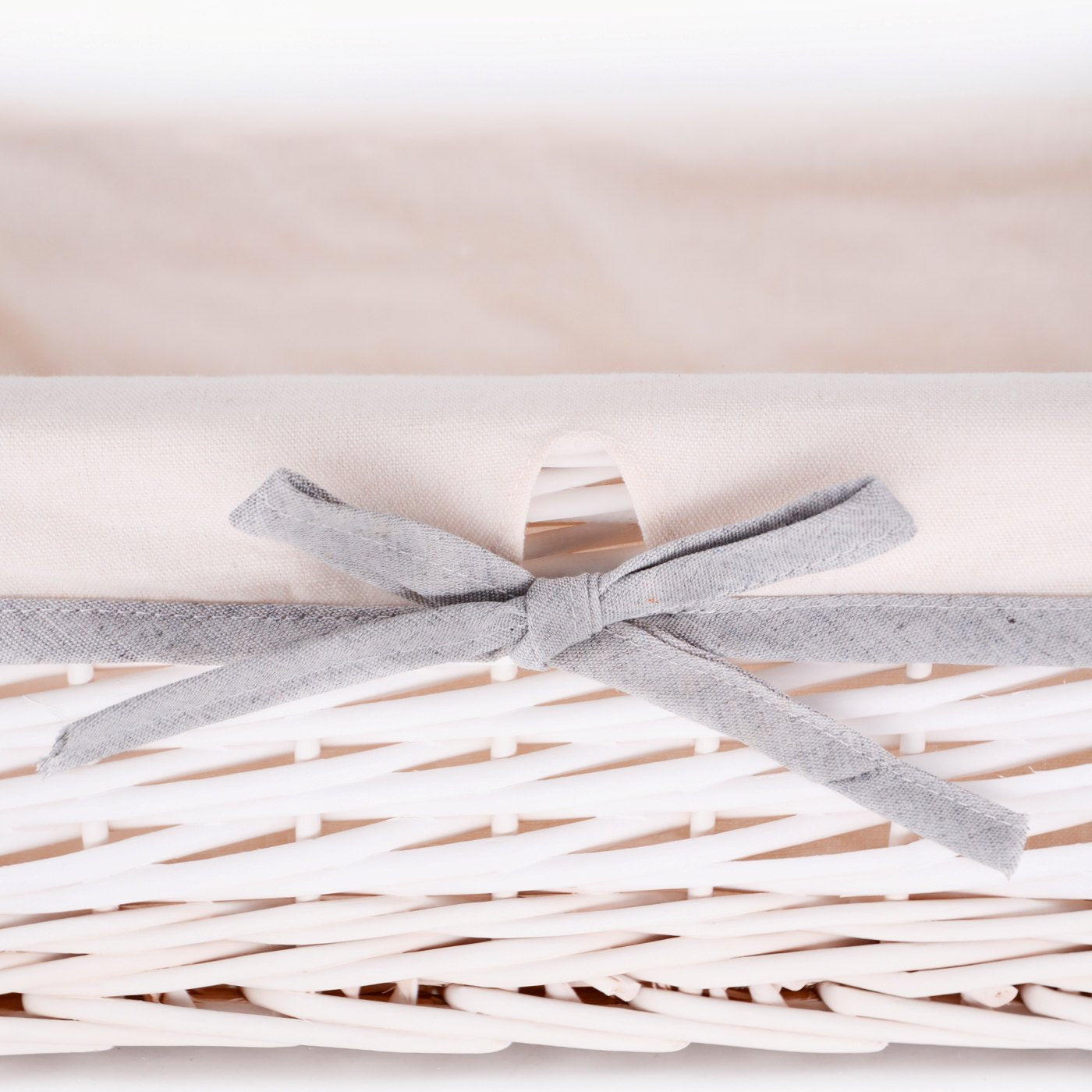 Set van 4 witte rieten opbergmanden - Witte stof