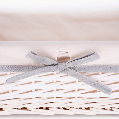 Set van 4 witte rieten opbergmanden - Witte stof