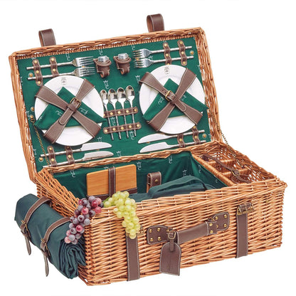 Prestige Picknickmand met leer Champs-Elysées groen - 4 personen