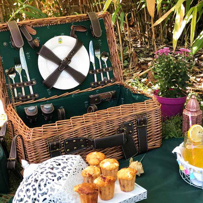 Prestige Picknickmand met leer Champs-Elysées groen - 2 personen