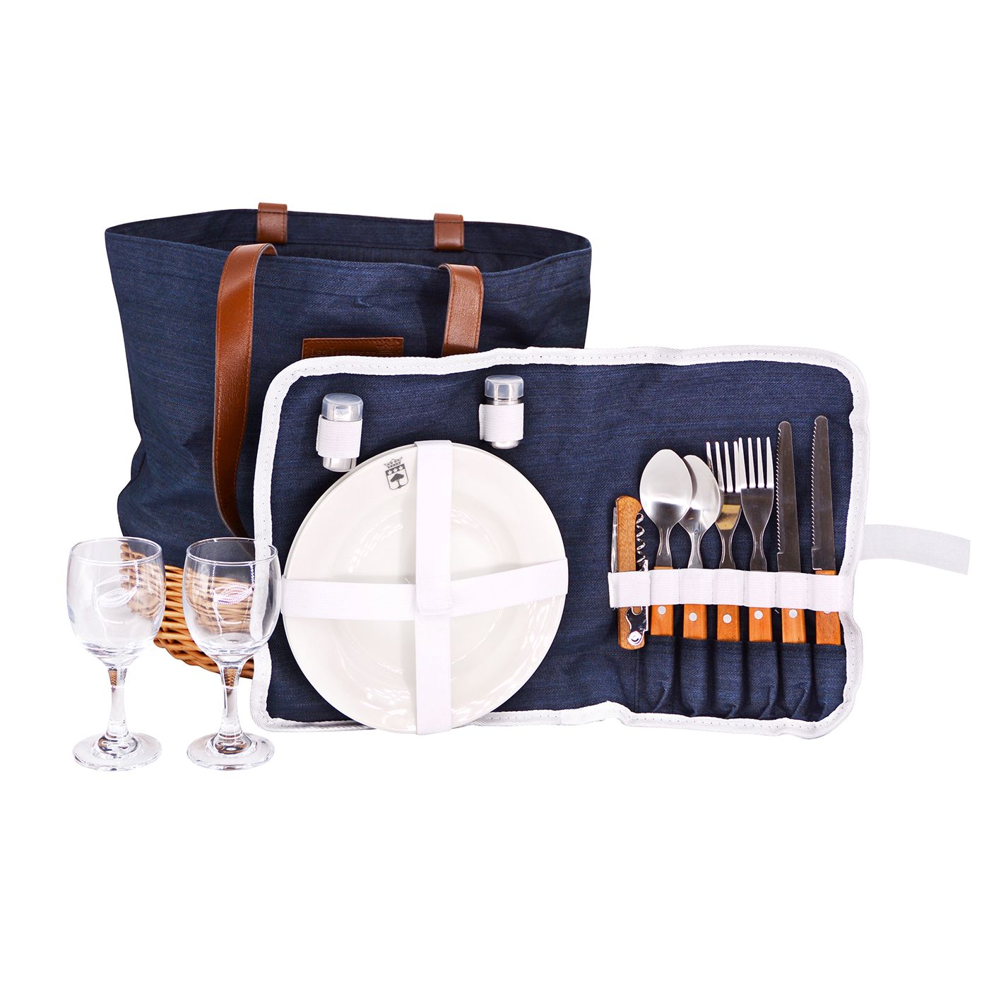 Picknicktas Azur blauw - 2 personen