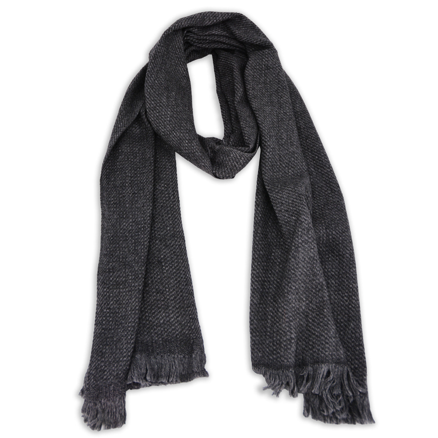 Heren & dames sjaal van kasjmier en wol 40 x 190 cm - Charcoal Grey / Mouse Grey